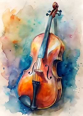 Watercolor Cello Art