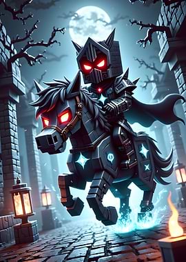 Pixelated Knight on Horseback