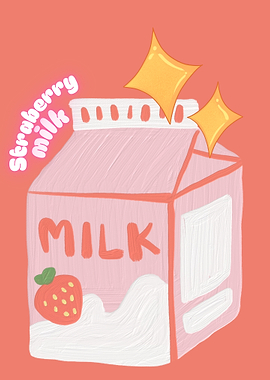 Strawberry Milk Carton Illustration