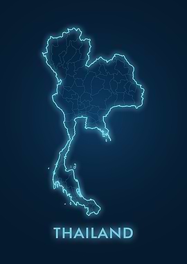 Thailand Map Neon Glow