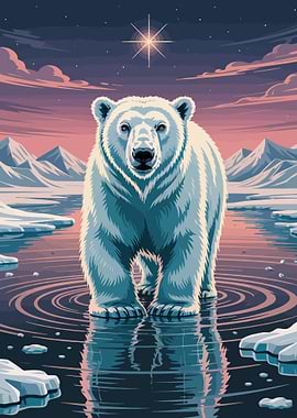 Polar Bear in Arctic Landscape