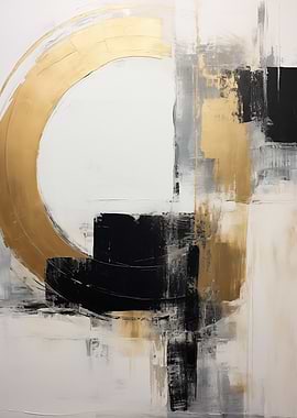 Abstract Painting with Gold and Black