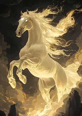 Golden Horse Rearing Dramatic