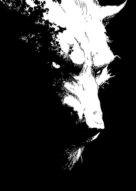 Monochrome Wolf Portrait