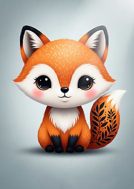 Cute Baby Fox Illustration