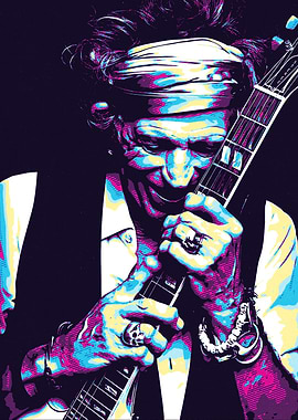 Keith Richards Playing Guitar Pop Art