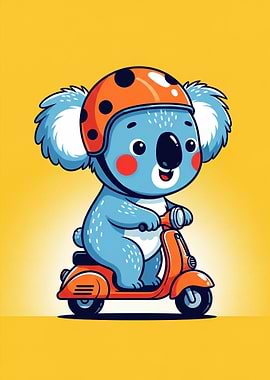 Playful Koala on Scooter