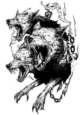 Three-Headed Dog Illustration