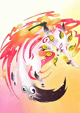 Elegant White Fox Spirit Illustration