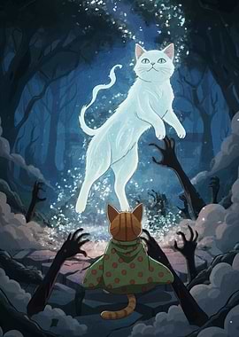 Cat Spirit Guide in Dark Forest