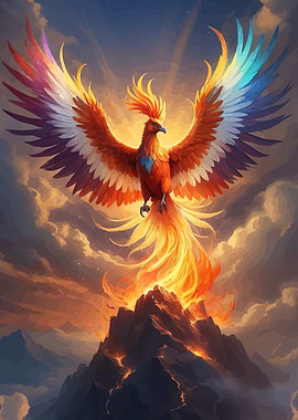 Majestic Phoenix Fiery Mountain