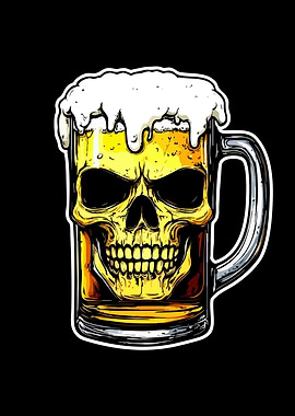 Skull Beer Mug Illustration