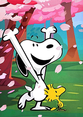 Snoopy and Woodstock Cherry Blossom Joy