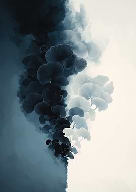 Abstract Blue Mushroom Cloud