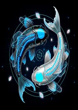 Cyberpunk Koi Fish Yin Yang