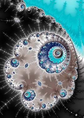 Fractal Spiral with Teal and Gray
