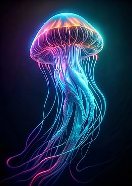 Neon Jellyfish Glowing