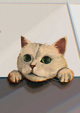 Cute Cat Peeking Over Edge