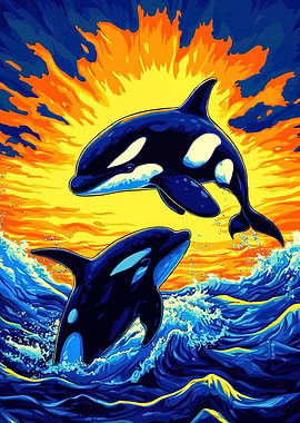 Orcas Ocean Sunset
