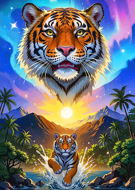 Tiger Landscape Celestial Tiger Head