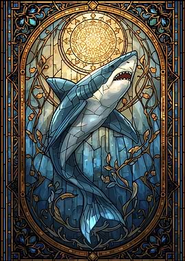 Shark Stained Glass