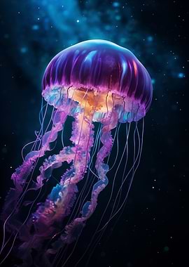 Glowing Jellyfish in Deep