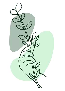 Hand Holding Plant Line Art