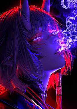 Demon Girl with Smoke