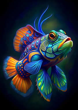 Colorful Mandarinfish Portrait