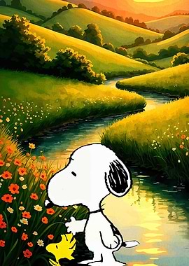 Snoopy and Woodstock by the River