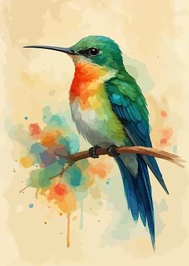 Colorful Humming Bird : Hummingbird on Branch