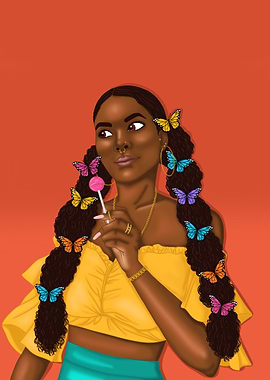 Butterfly Girl with Lollipop