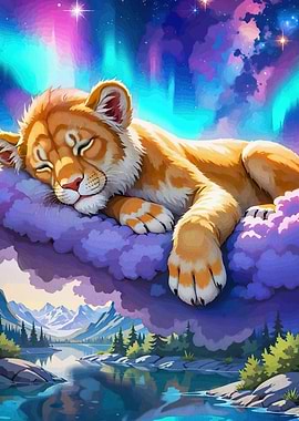 Sleeping Lion Cub Dreamscape