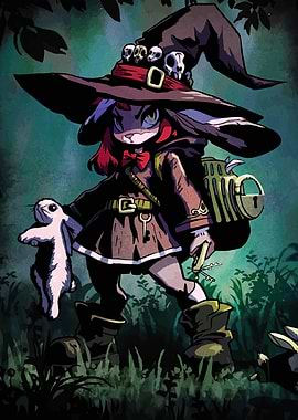 Rabbit Witch with Stuffed Animal