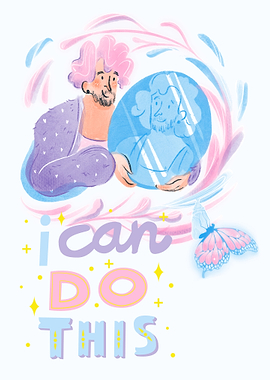 Transgender affirmation art with mirror image