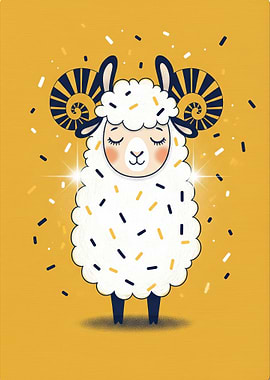 Cute Sheep Illustration with Decorative Horns