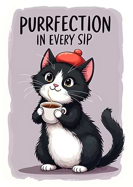 Purrfection in Every Sip Cat Art