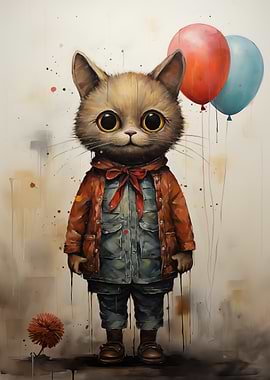 Cute cat with Balloons
