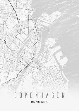 Copenhagen, Denmark - Minimalist City Map Poster, Modern Urban Street Print