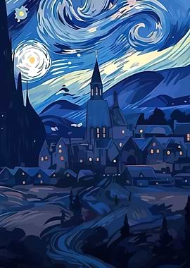 Starry Night Inspired Village