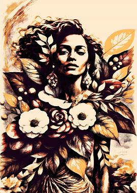 Floral Portrait in Earth Tones