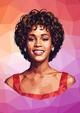 Whitney Houston Portrait Polygonal Art