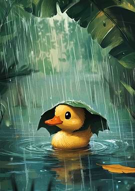 Duckling in the Rain
