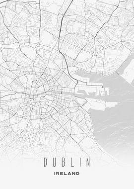 Dublin, Ireland - Modern City Map Poster, Minimalist Urban Wall Art