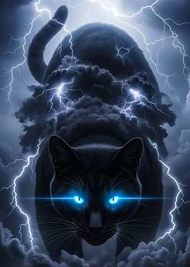 Black Cat in Stormy Weather