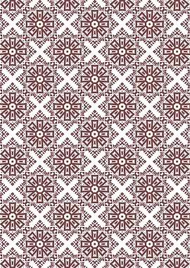 Retro Maroon Eight Point Floral Design​ Pattern