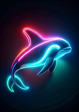 Neon Orca Whale