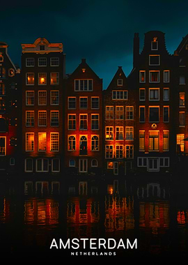 Amsterdam Netherlands Night Cityscape