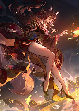 Fox Girl with Fire Magic
