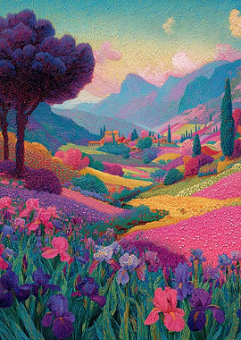 Colorful Tuscan Landscape Painting